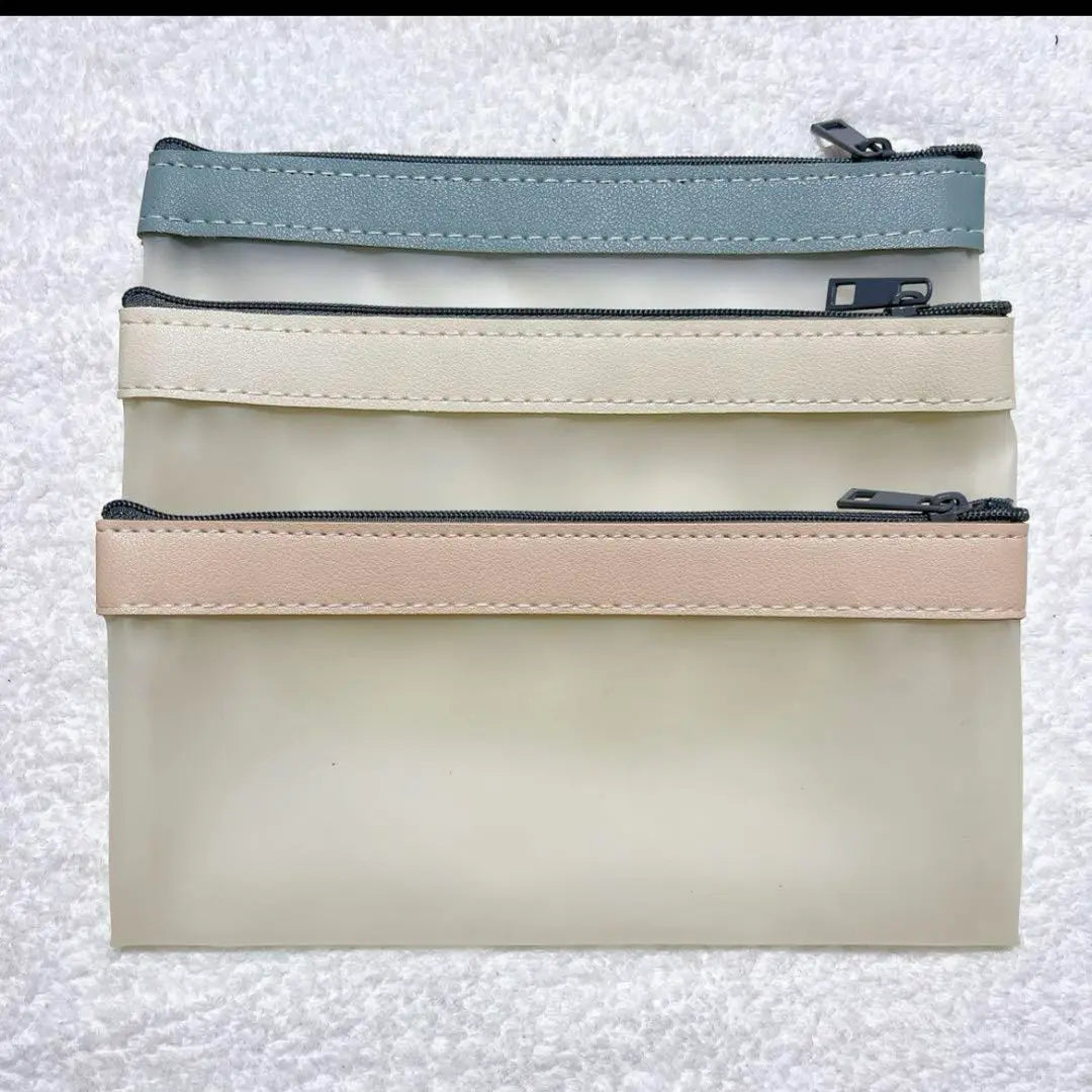 Pouch for both men and women, 3 colors, 3 pieces (blue + white + pink)