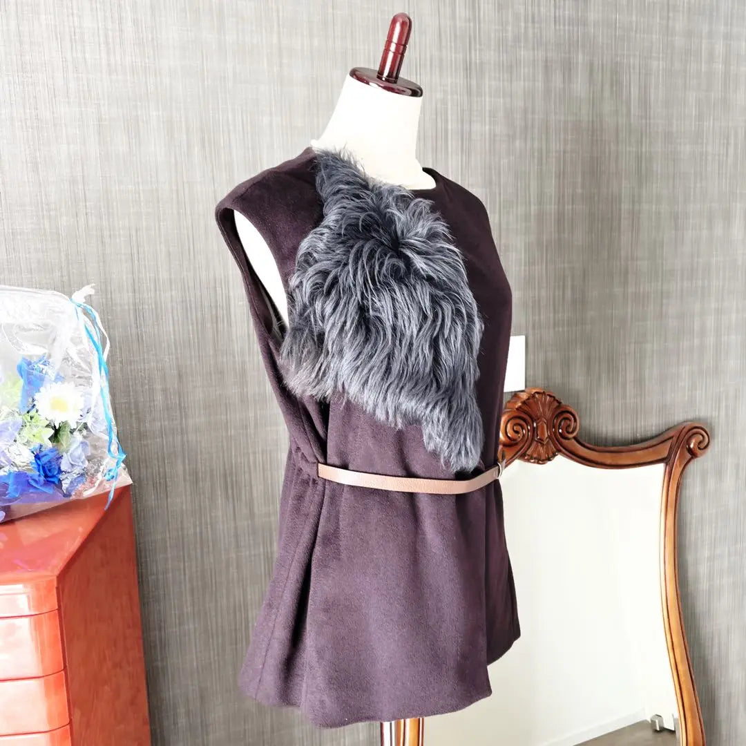 Fabiana Filippi cashmere with belt, sheepskin gilet, coated fur