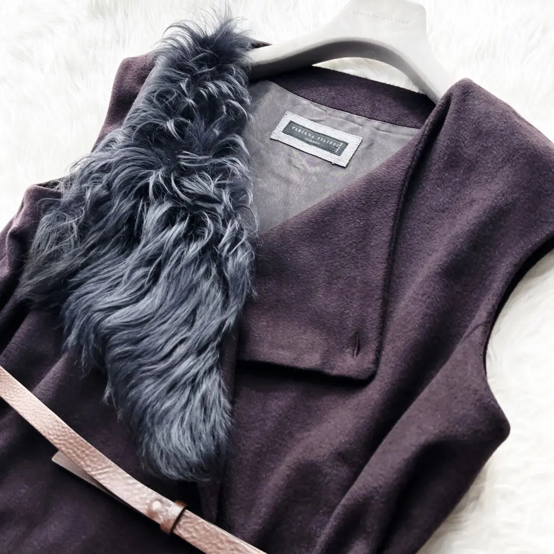 Fabiana Filippi cashmere with belt, sheepskin gilet, coated fur