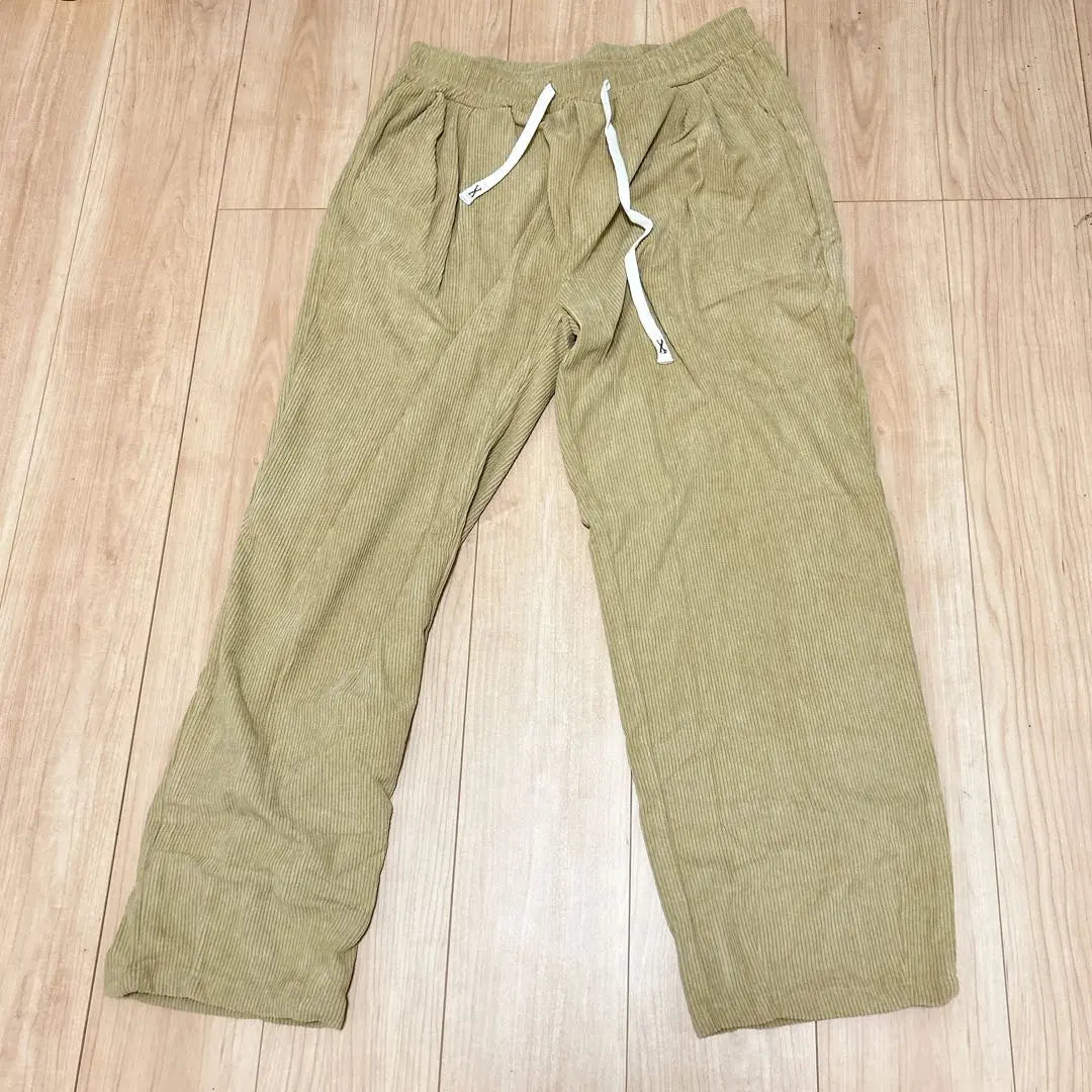 [New] Sarouel Pants 3XL Beige Corduroy Fabric Wide Pants