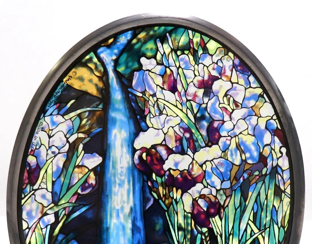 Lewis C. Tiffany Vintage Stained Glass Landscape Glass Masters Waterfall