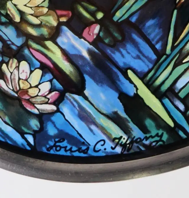 Lewis C. Tiffany Vintage Stained Glass Landscape Glass Masters Waterfall