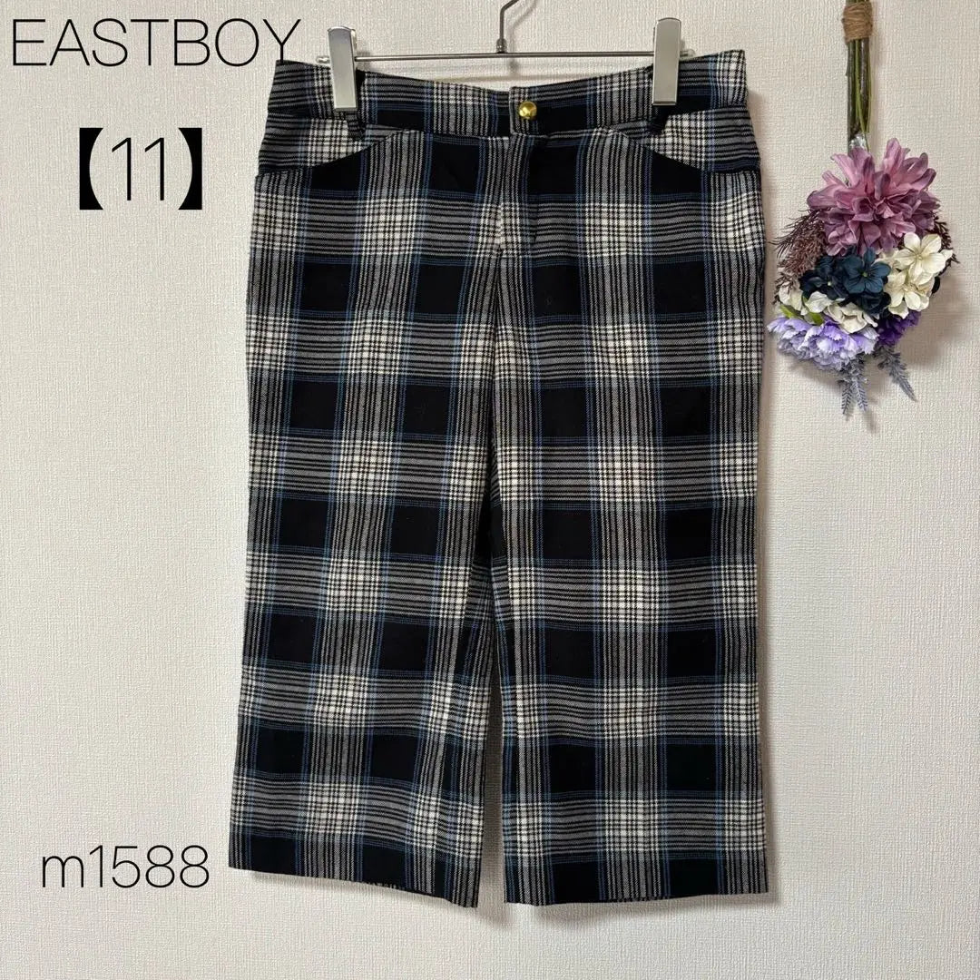 East Boy [11] L cropped pants, check pattern, gold button