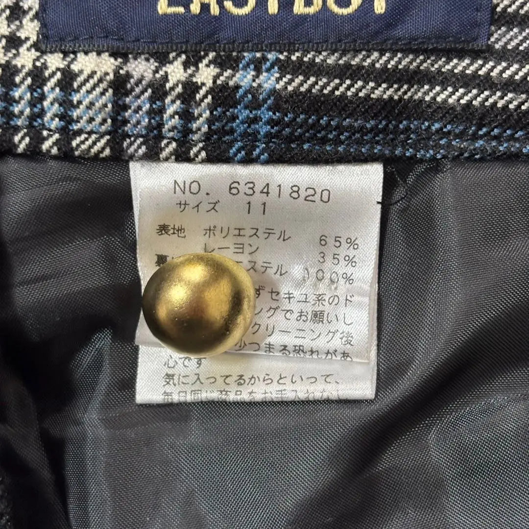 East Boy [11] L cropped pants, check pattern, gold button