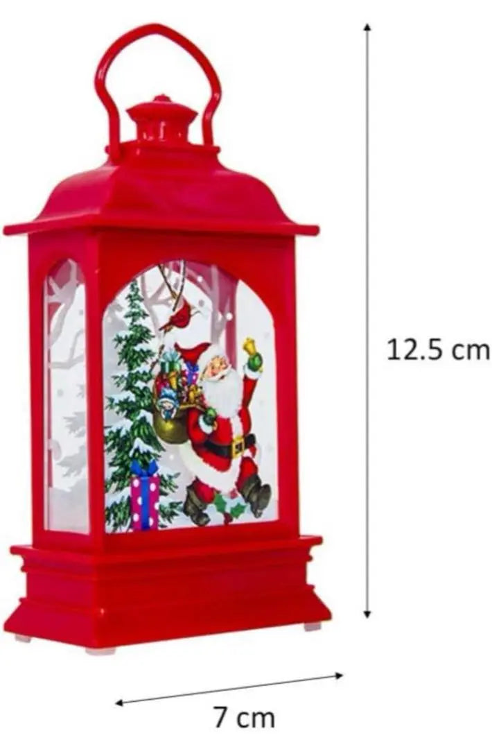 Linterna LED cálida figura navideña interior figura decorativa de Papá Noel rojo de moda | ランタン LED 暖色 クリスマス置物 インテリア おしゃれ 赤サンタ 装飾置物