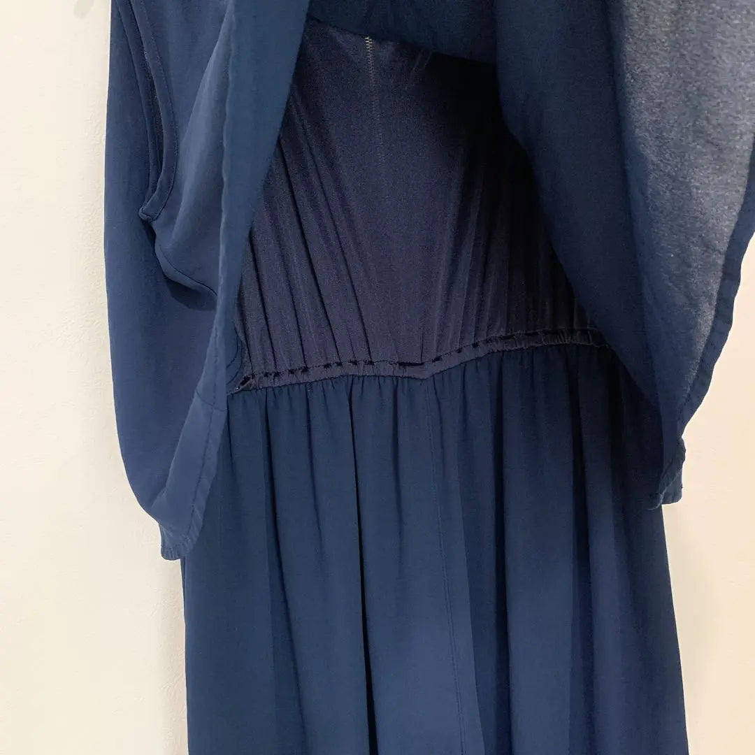 [Super beautiful condition] Retro Girl All-in-One Dress Wedding Flare Pants Navy | 【超美品】 レトロガール オールインワン ドレス 結婚式 フレア パンツ 紺色