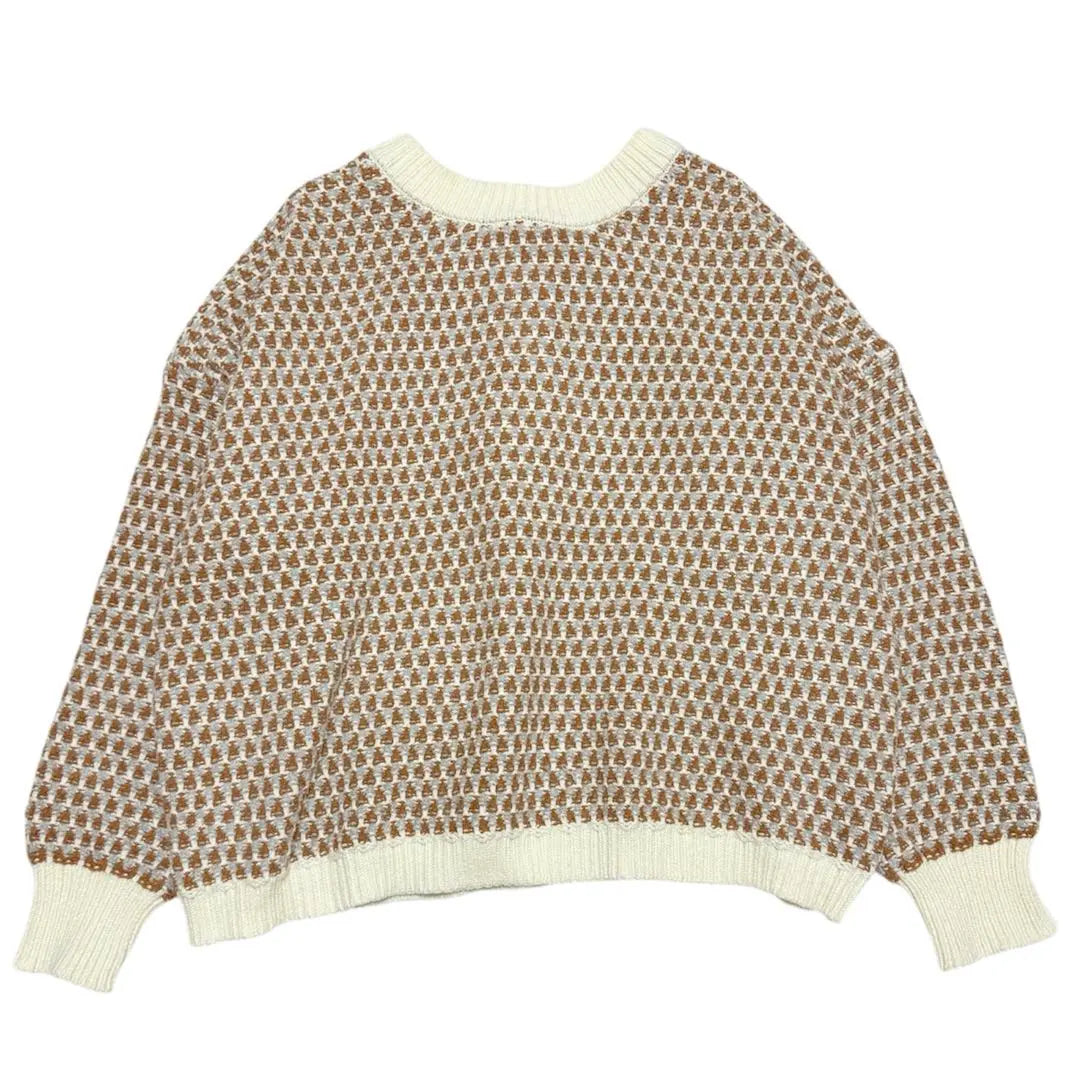 Classica Elf 2WAY jacquard pattern knit top M brown retro