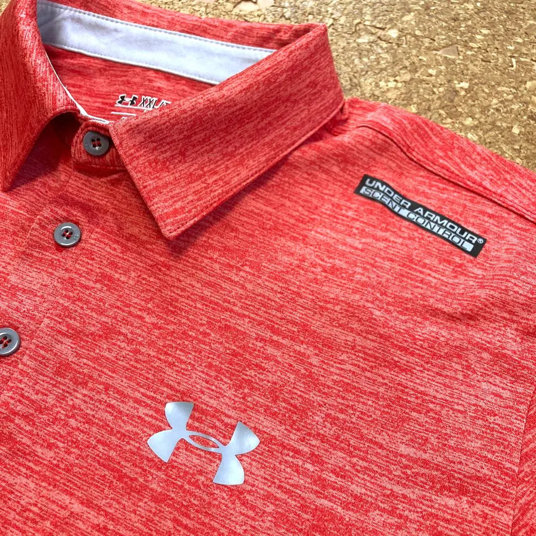 [Good condition] UNDER ARMOUR Polo Shirt XXL Men's Red