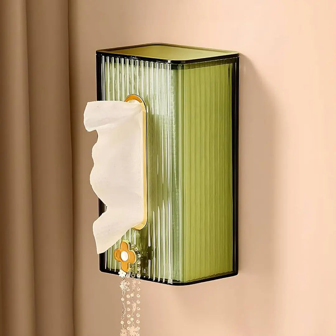 Estuche para pañuelos, porta papel, colgante de pared, esqueleto, verde | ティッシュケース ペーパーホルダー 壁掛け スケルトン グリーン