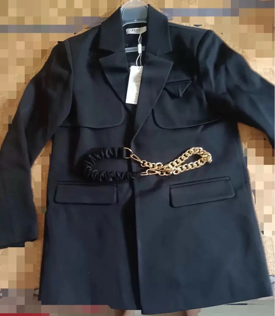 Chaqueta negra Chaqueta de mujer Vestido mini Estilo Cinturón Femenino