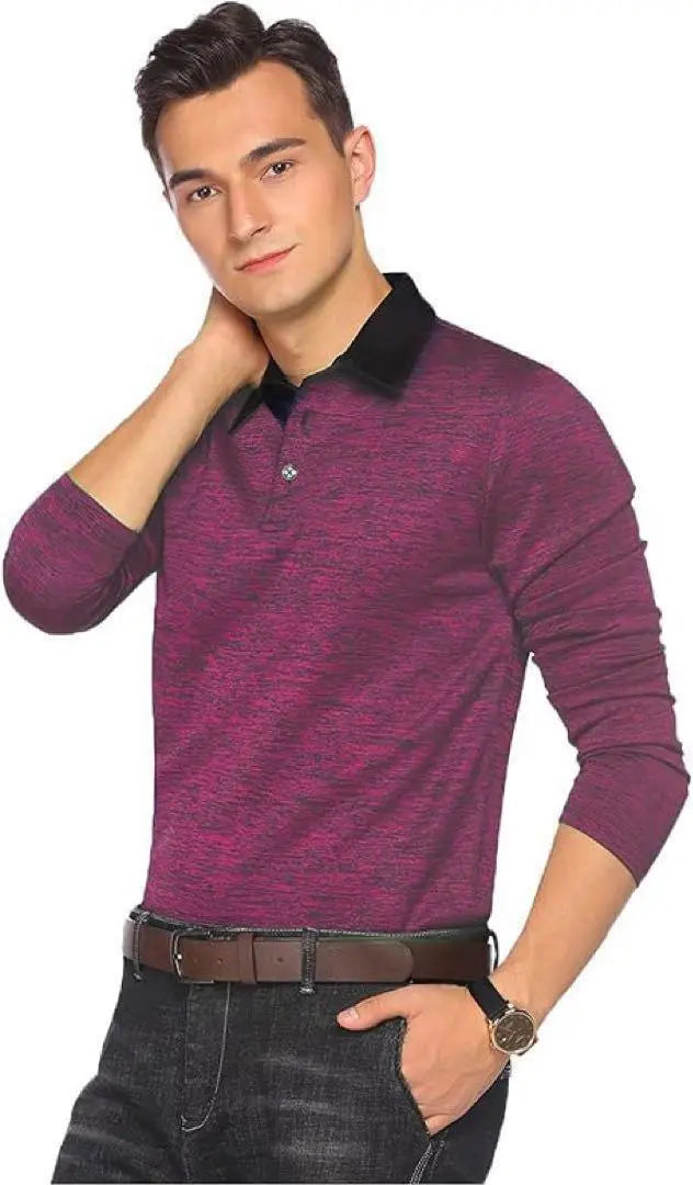 Polo de manga larga para hombre, de secado rápido, cuello vertical, ropa de golf informal