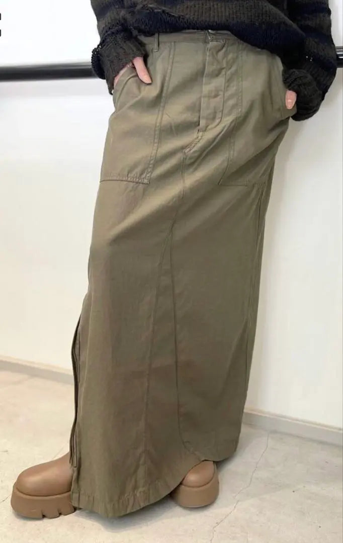 Rare item☆Unused Remi Relief Military Maxi Skirt 38 Khaki