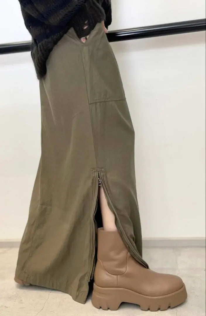 Rare item☆Unused Remi Relief Military Maxi Skirt 38 Khaki