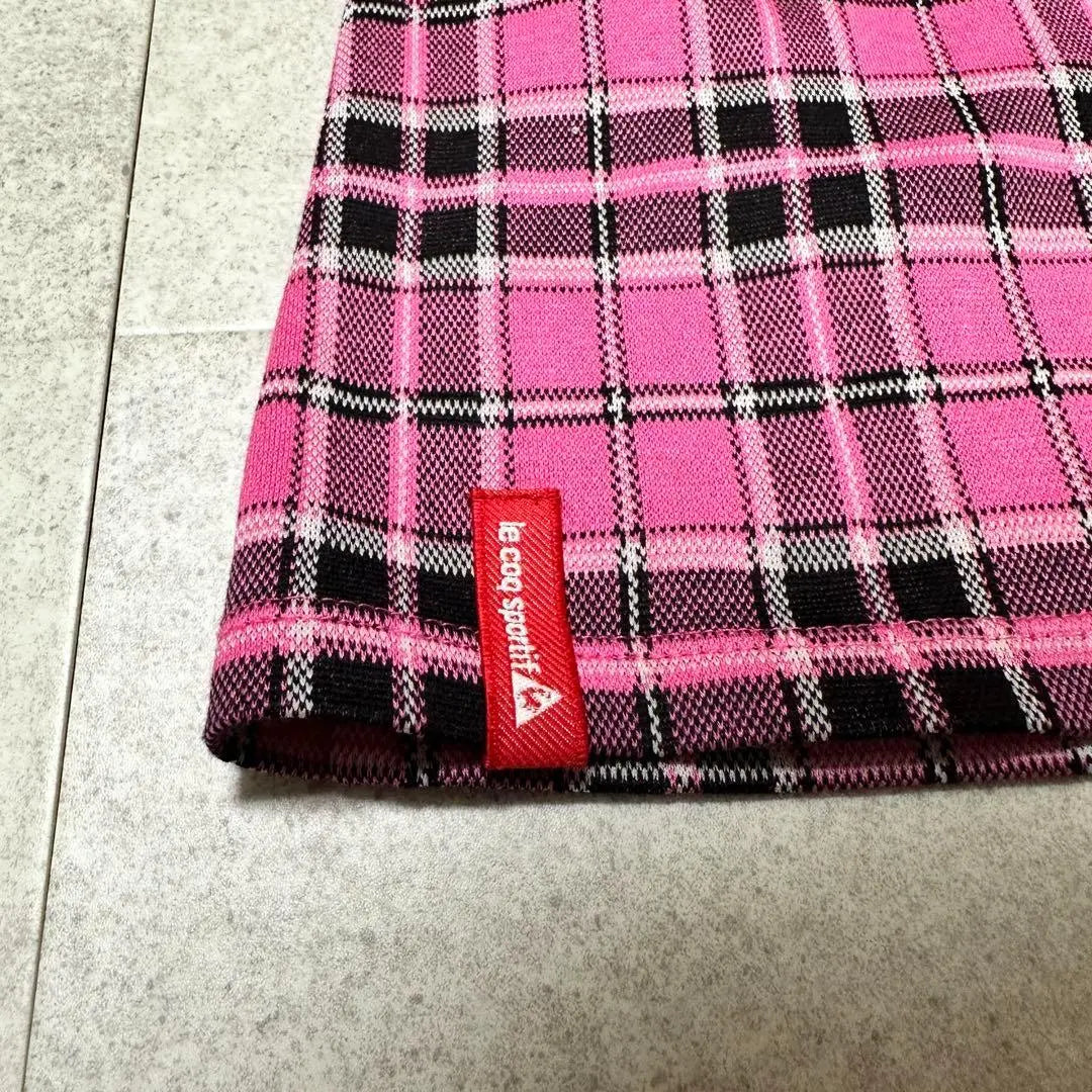 Le Cocque Portif Polo Shirt Short Sleeve Check Beautiful Line Golf Pink S. | ルコックスポルティフ ポロシャツ 半袖 チェック 美ライン ゴルフ ピンク S.