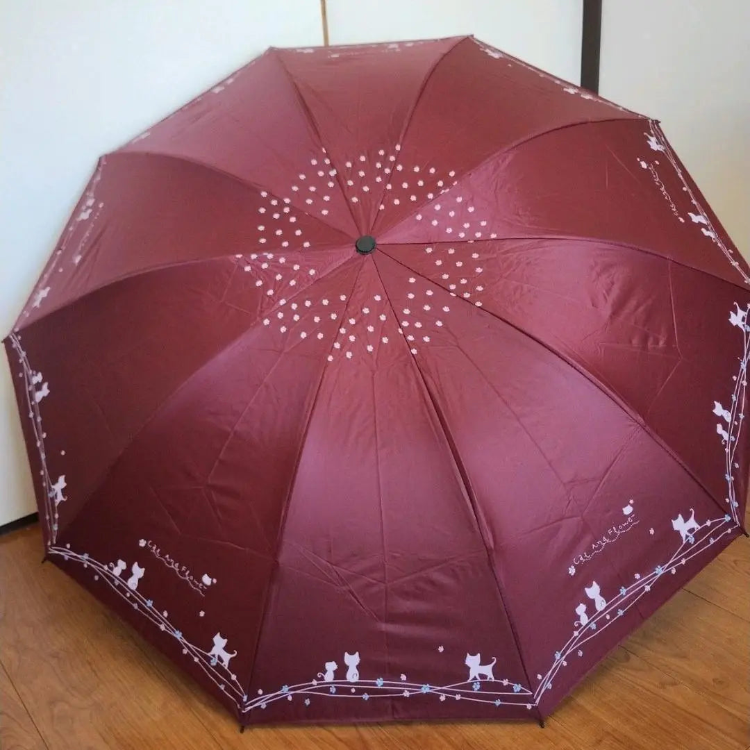 Rain umbrella Folding umbrella Parasol Cat Cat Wine red Large Large Large