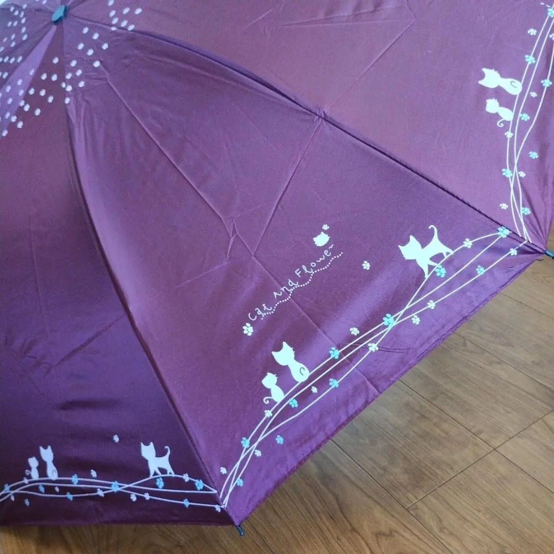 Rain umbrella Folding umbrella Parasol Cat Cat Wine red Large Large Large