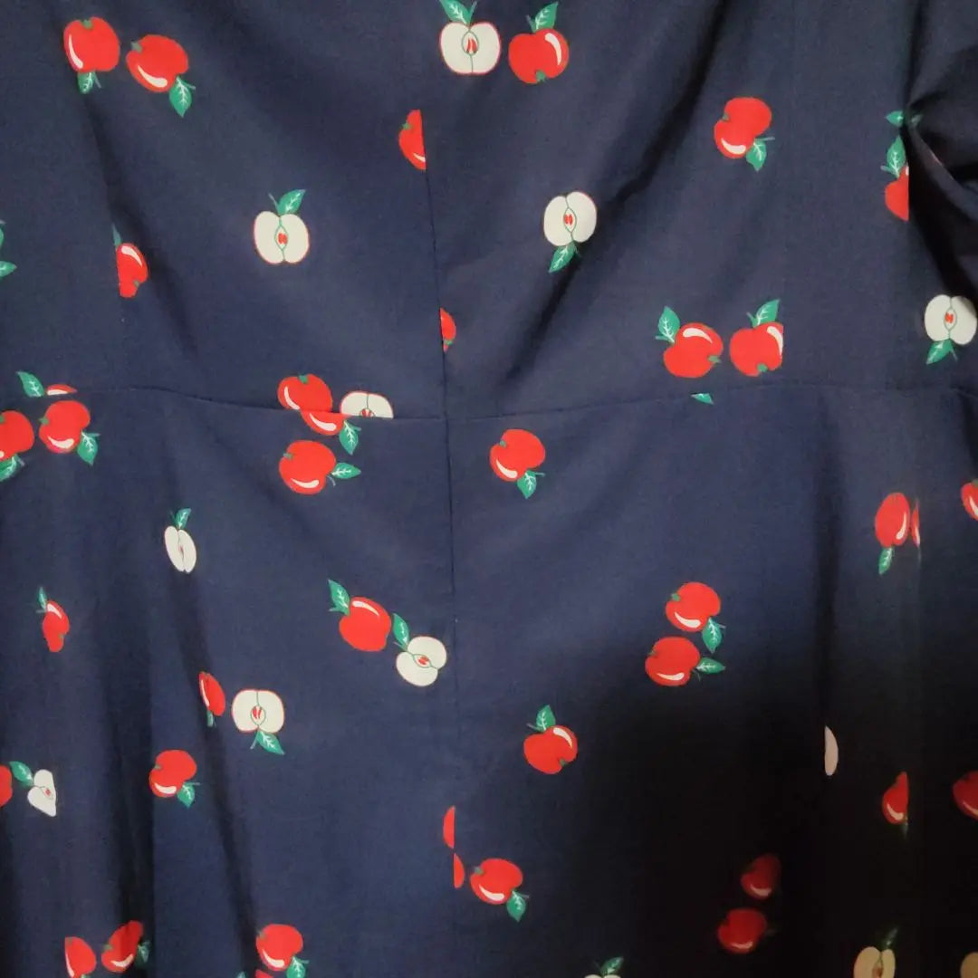 4xl Large size apple dress navy square neck | 4Xl 大きいサイズ りんごワンピース ネイビー スウエアネック