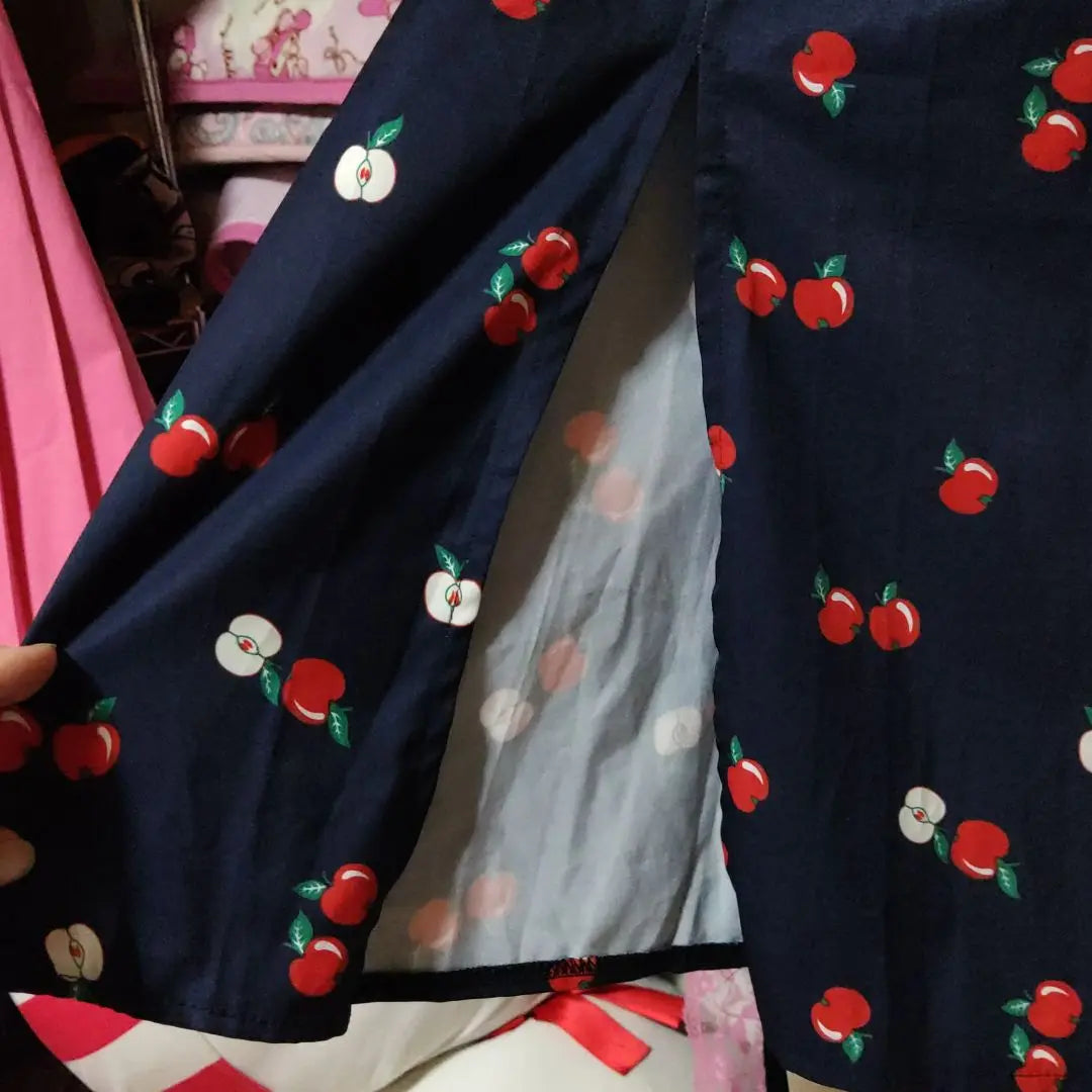 4xl Large size apple dress navy square neck | 4Xl 大きいサイズ りんごワンピース ネイビー スウエアネック