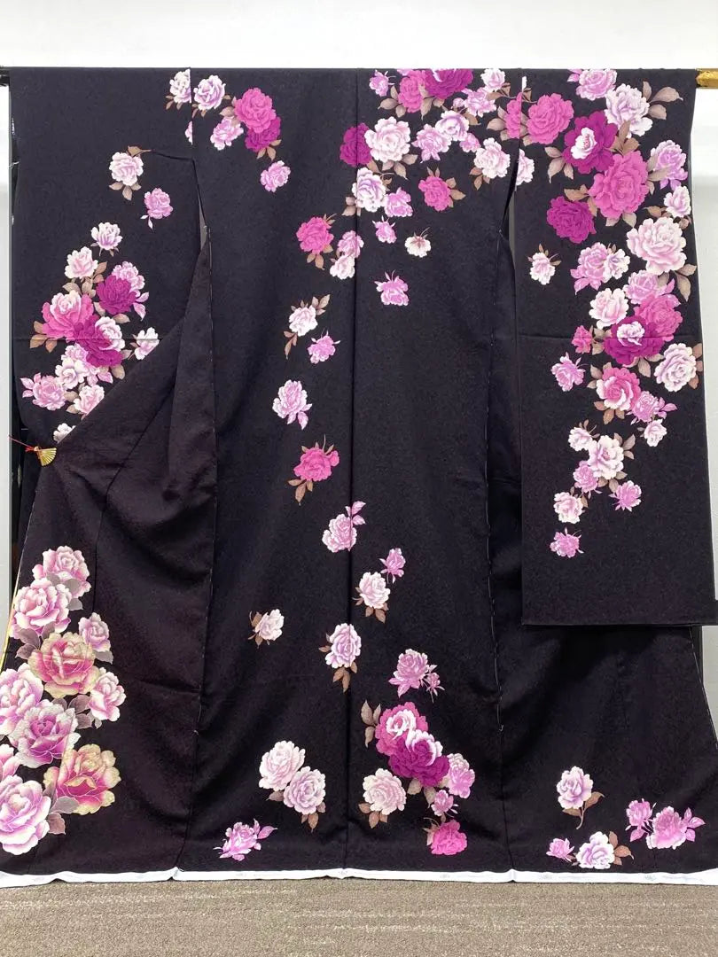 Furisode Katsura Yumi Temporary Eva Silver Thread Gold Color Glitter Foil Peony Pure Silk Untailored Product With Hakama