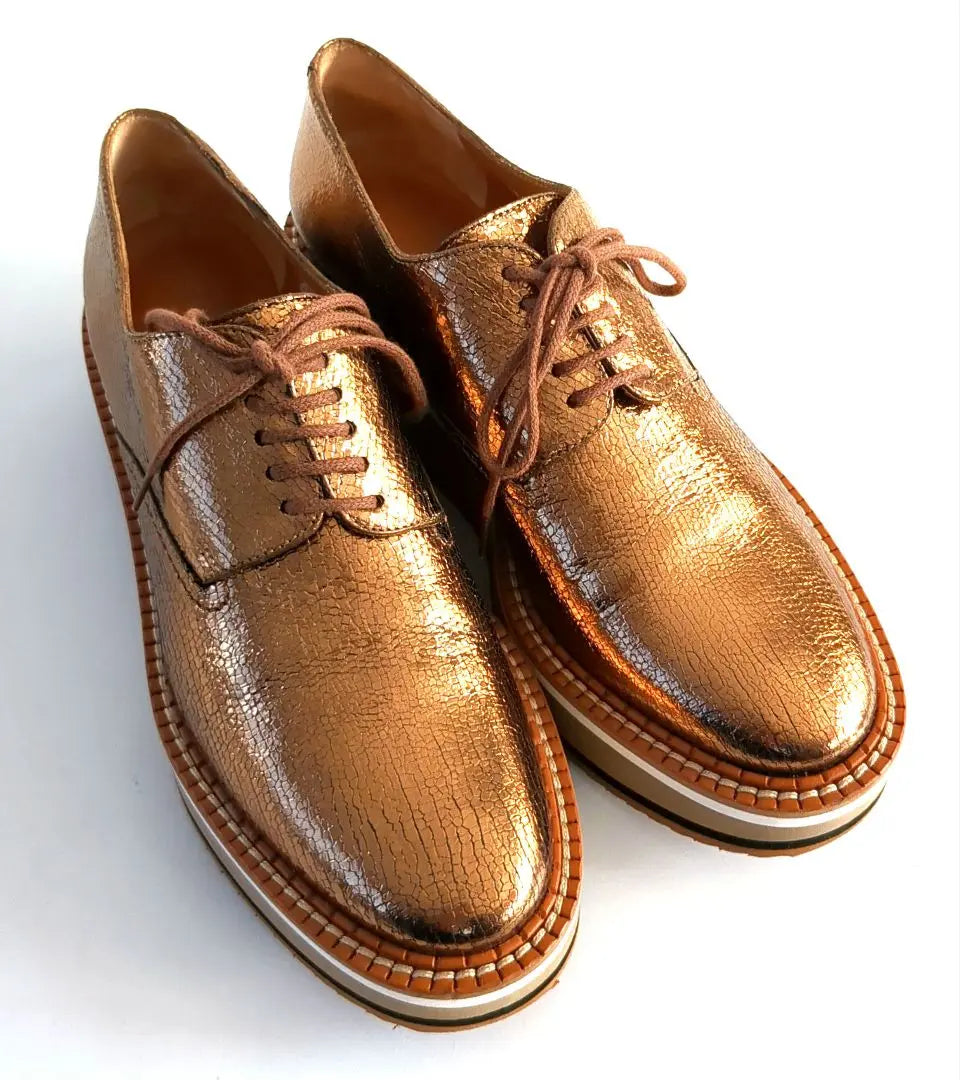 Clegerie*37* Wedge sole Metallic Derby Shoes