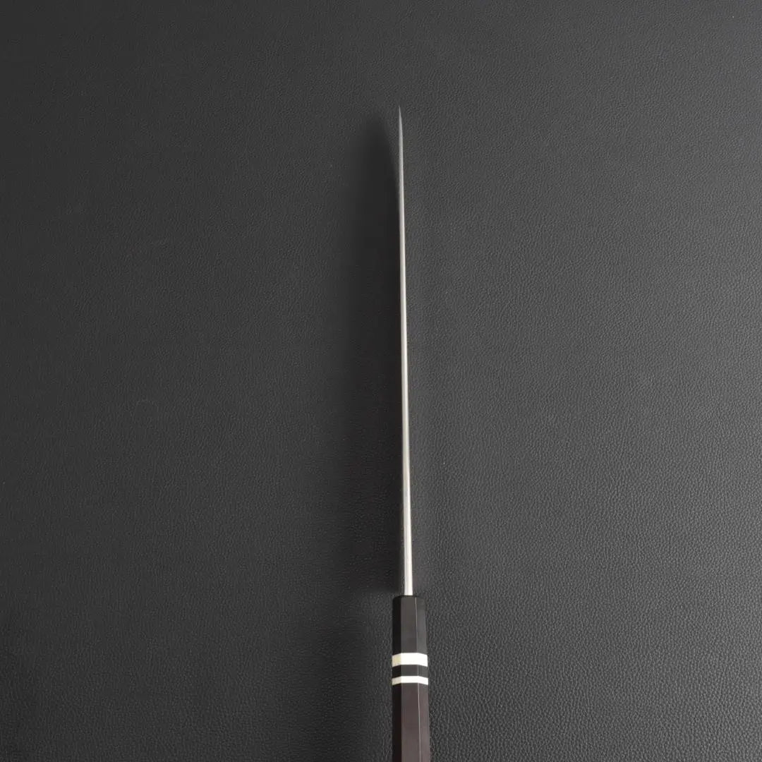 9812 Yanagiba knife, Shakuichi, Sashimi knife, The blade is the ultimate sharpness, Ebony black buffalo horn, white three-rolled octagonal handle