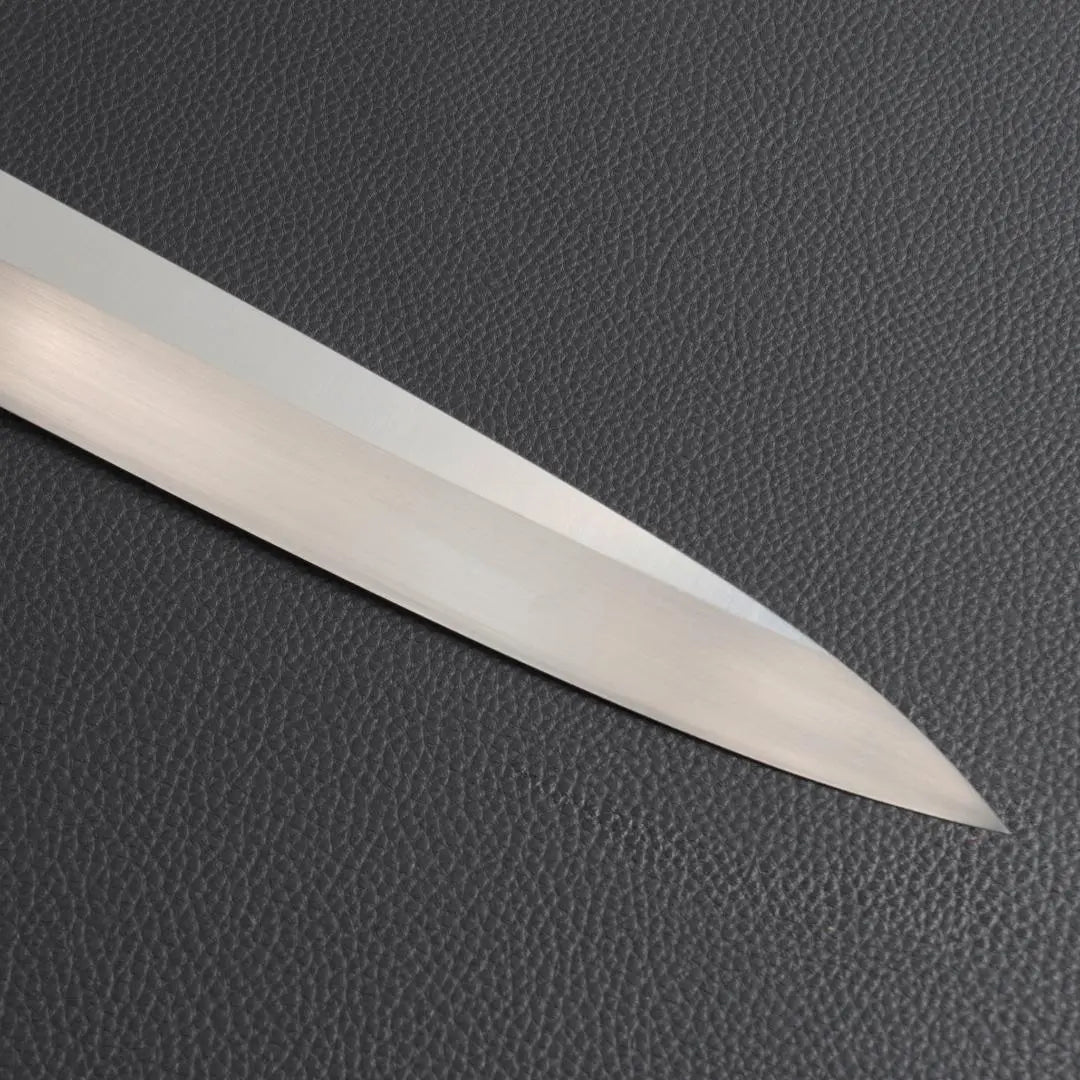 Cuchillo Yanagiba 9812, Shakuichi, Cuchillo para sashimi, La hoja tiene la máxima nitidez, Cuerno de búfalo negro ébano, mango octagonal blanco de tres vueltas