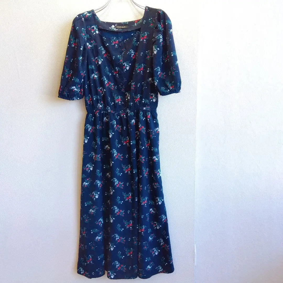 Beautiful condition ✨ Chip clip Navy shirt dress Short sleeve Sheer Transparent Floral pattern