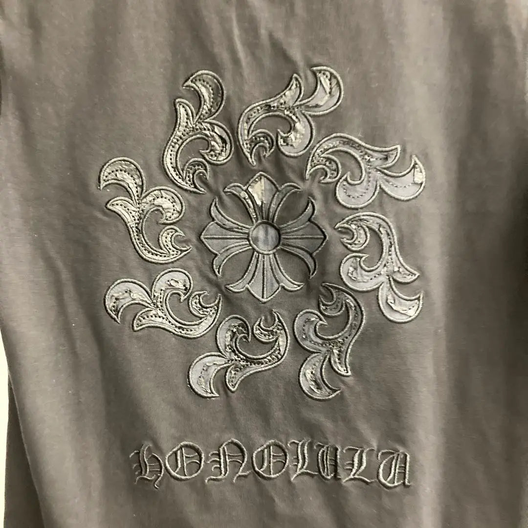 [Chrome Hearts] Camiseta negra de manga corta con bordado en la espalda, talla L, cortada y cosida