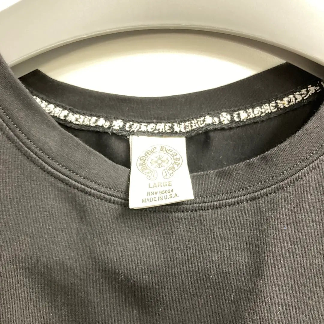 [Chrome Hearts] Camiseta negra de manga corta con bordado en la espalda, talla L, cortada y cosida