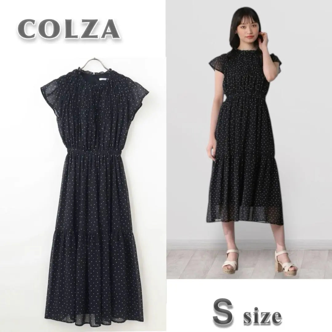 Honeys COLZA Black Dot Pattern S Tiered Dress Spring/Summer