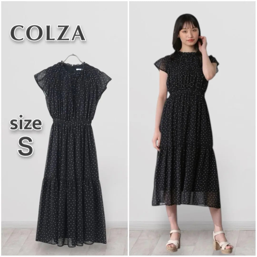 Honeys COLZA Black Dot Pattern S Tiered Dress Spring/Summer