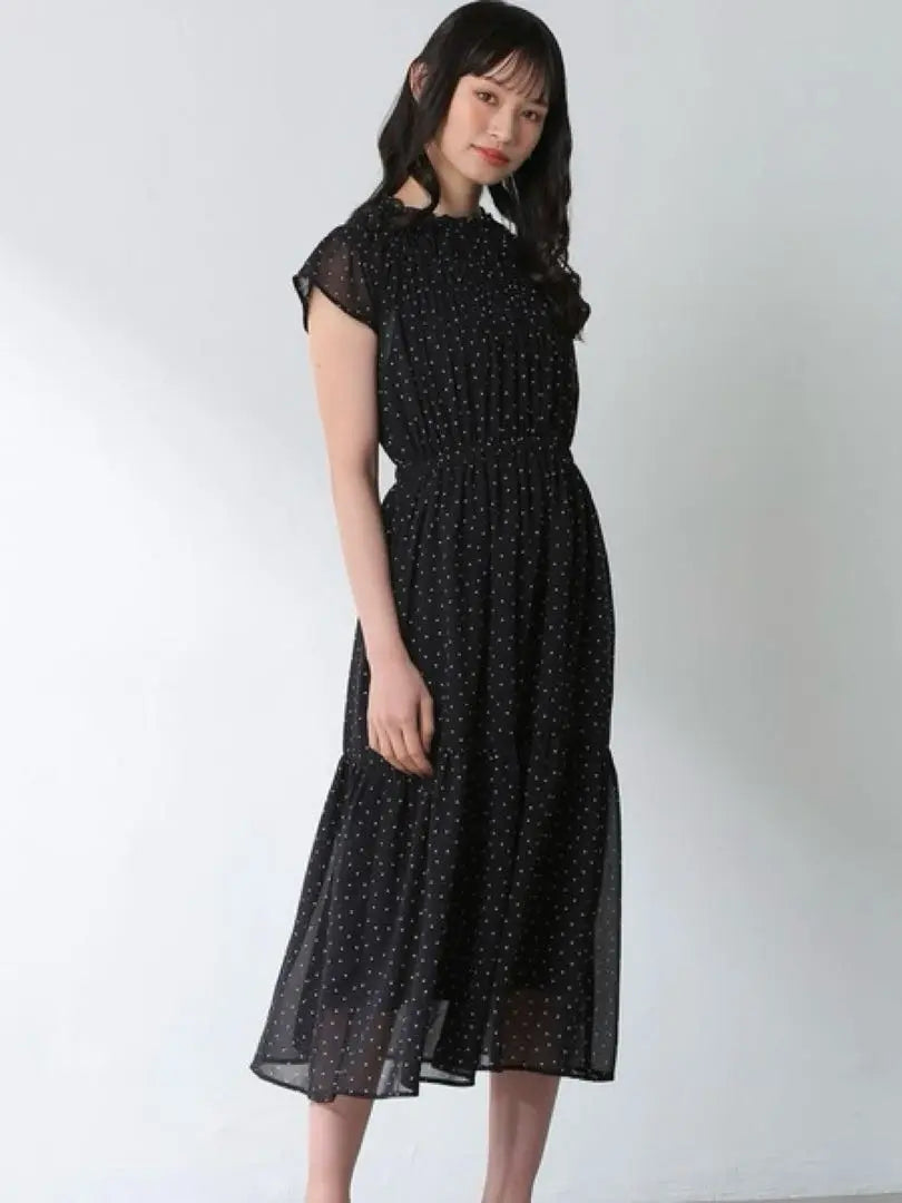 Honeys COLZA Black Dot Pattern S Tiered Dress Spring/Summer