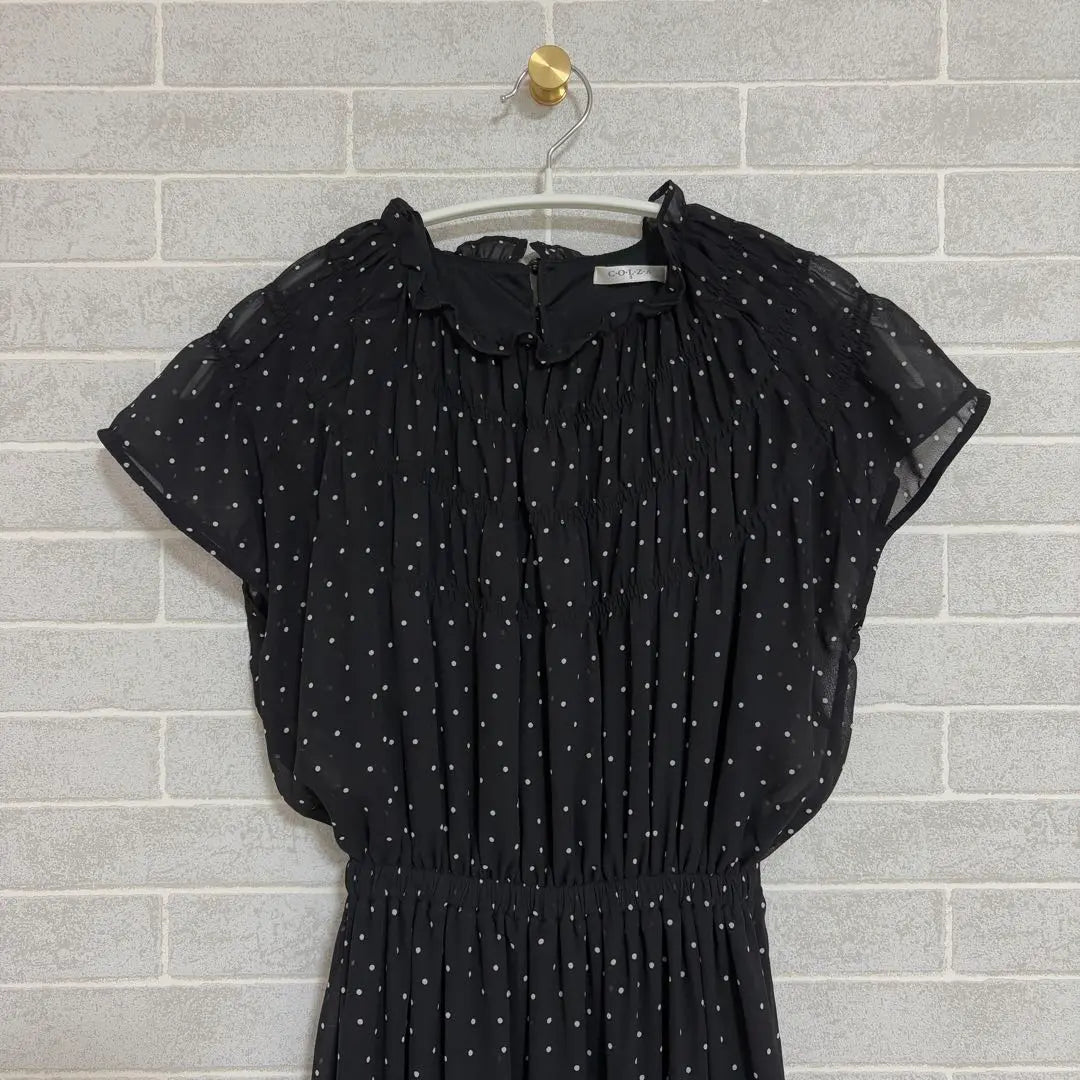 Honeys COLZA Black Dot Pattern S Tiered Dress Spring/Summer