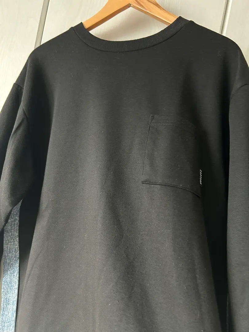 Camisa vaquera negra de manga larga con bolsillo en el pecho izquierdo cortado y cosido para hombre, talla grande