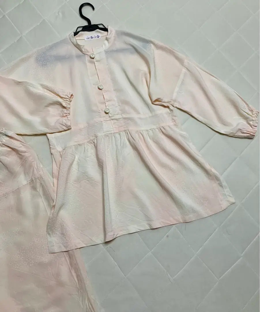 Furisode Long Undergarment Remake Pajamas Set Light Pink Color Kimono Remake for Home Pants, etc.