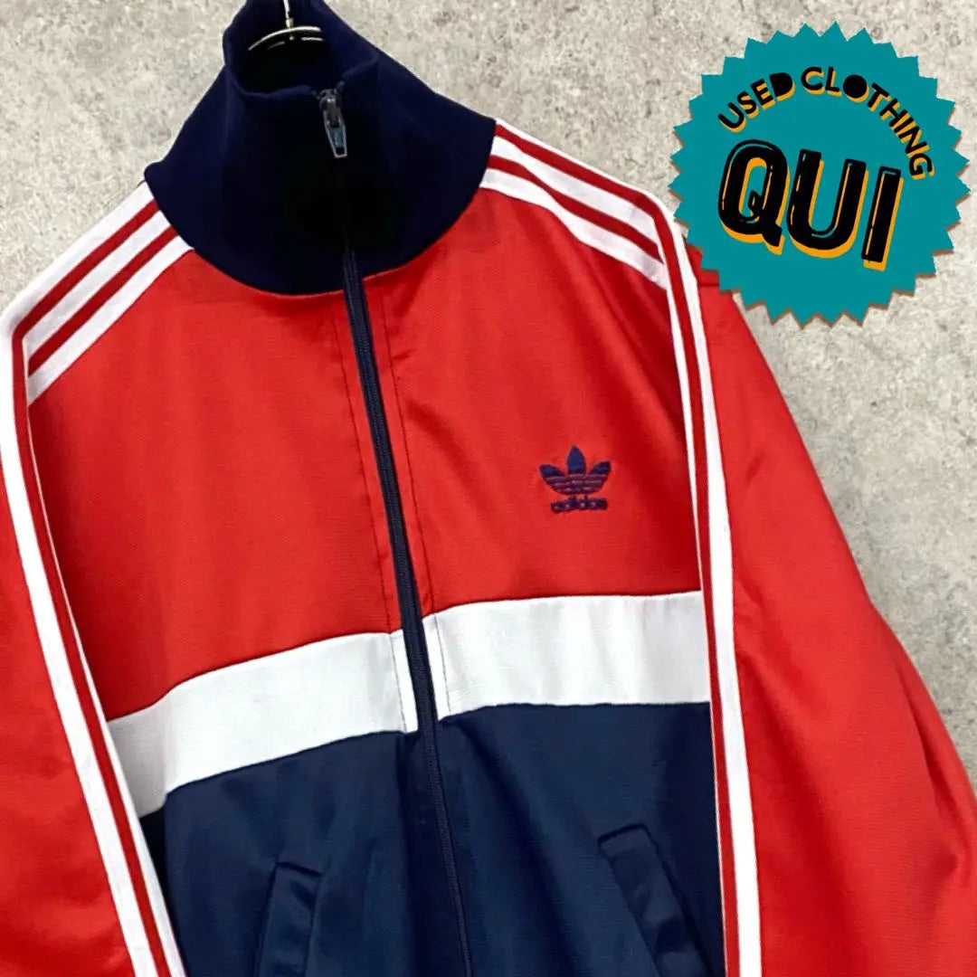 Rare French 80s Adidas Trefoil Embroidered Track Jacket L