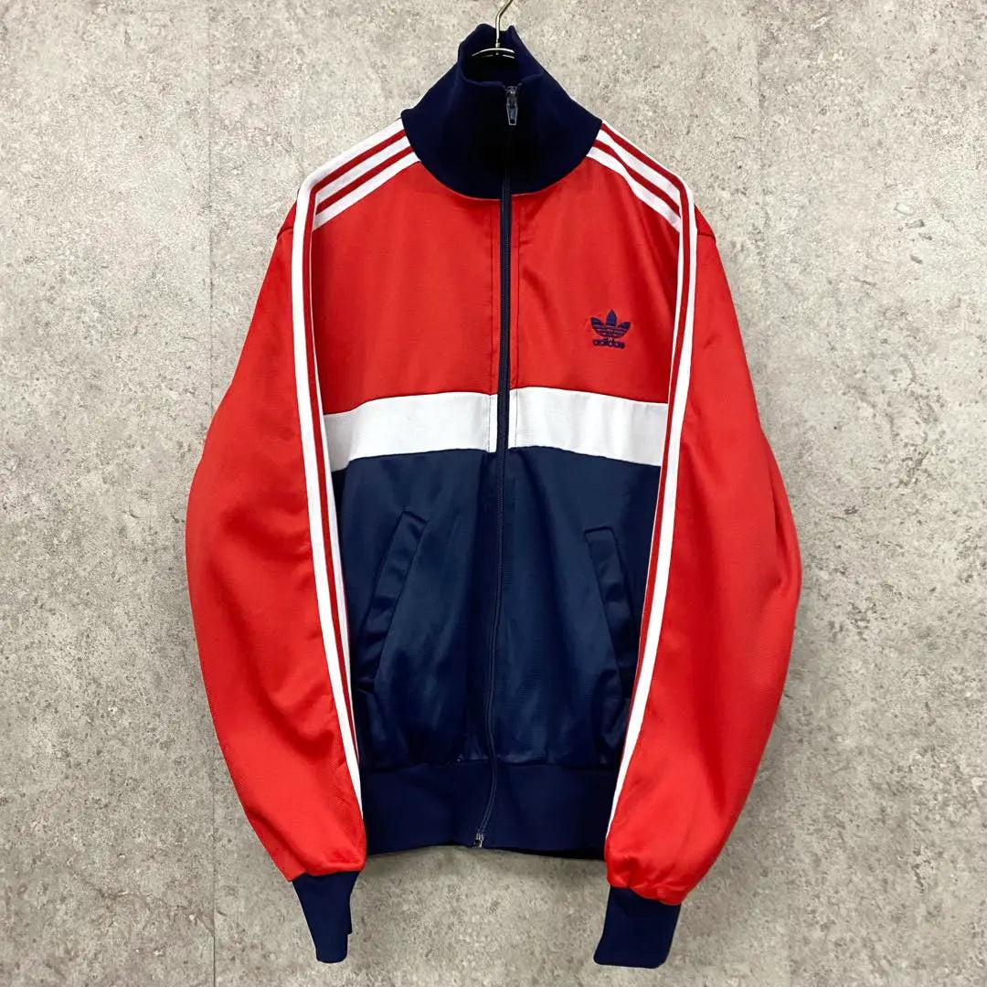 Rare French 80s Adidas Trefoil Embroidered Track Jacket L