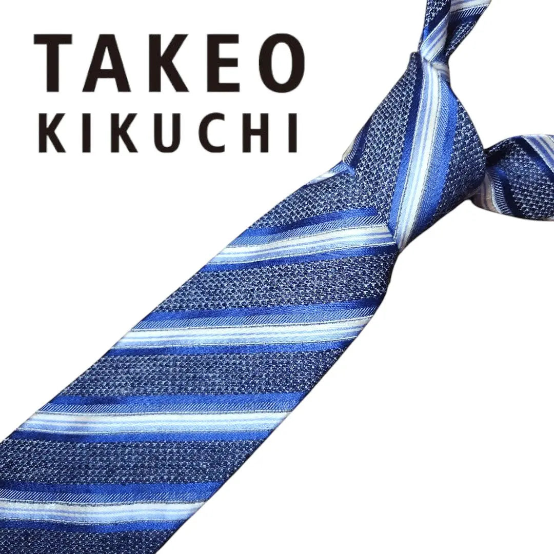 TAKEO KIKUCHI Tie 100% Silk Stripe Handmade