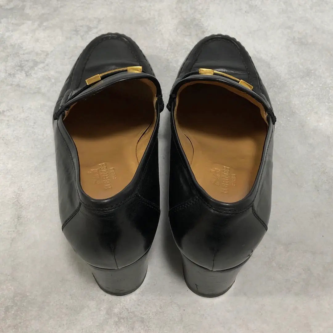 Beautiful condition ✨ Hermes Constance Thick Heel Loafers 23cm Black with storage bag