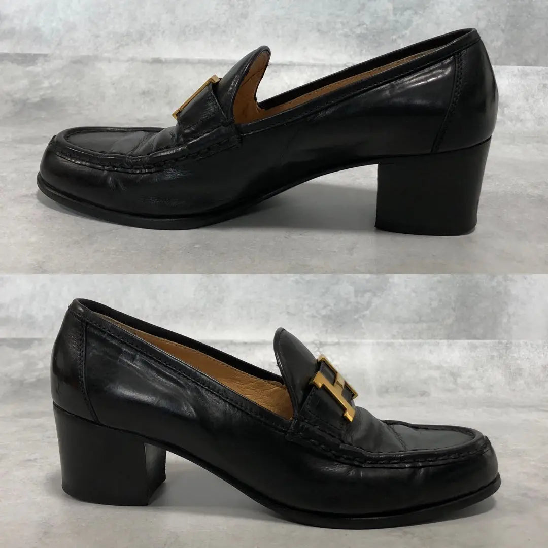 Beautiful condition ✨ Hermes Constance Thick Heel Loafers 23cm Black with storage bag