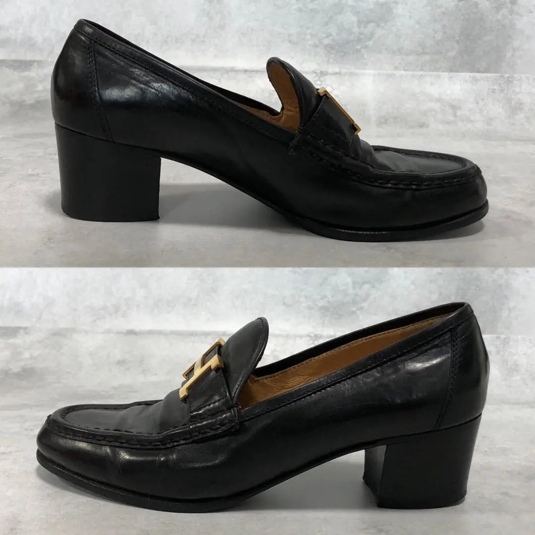 Beautiful condition ✨ Hermes Constance Thick Heel Loafers 23cm Black with storage bag