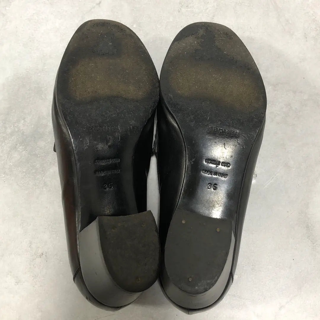 Beautiful condition ✨ Hermes Constance Thick Heel Loafers 23cm Black with storage bag