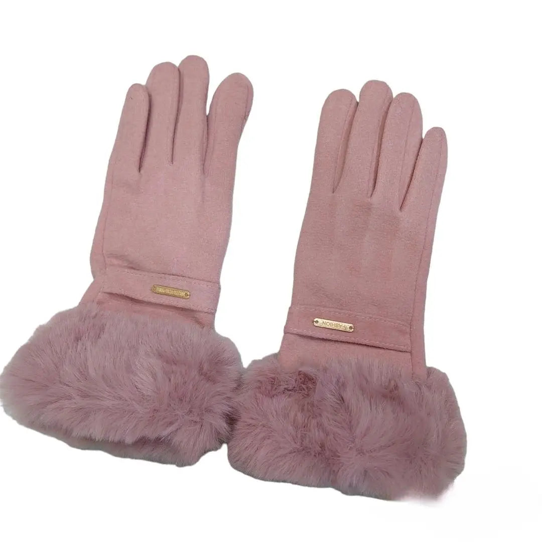 Guantes de mujer, rosa, pelo, invierno, nuevos, sin usar, calentitos, compatibles con smartphones, protección contra el frío, mujer | レディース 手袋 ピンク ファー 冬 新品未使用 暖か スマホ対応 防寒 女性