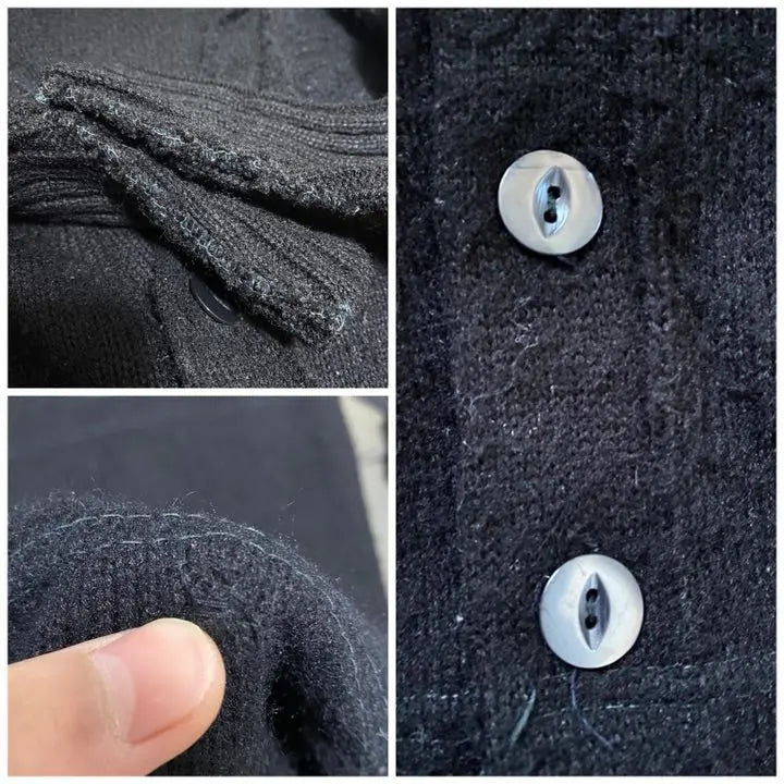 VINTAGE 60S 70S Black Black Acrylic Retard Cardigan