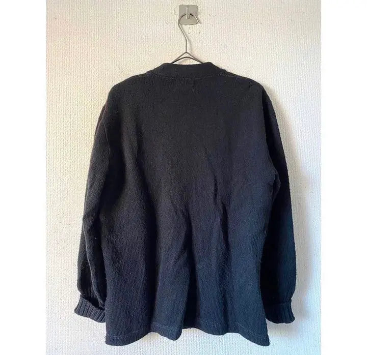 VINTAGE 60S 70S Black Black Acrylic Retard Cardigan