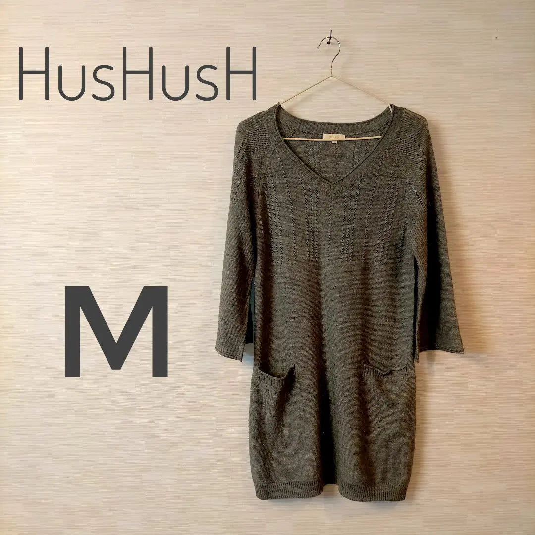 Hash Ash Knit Tunic, Thin, M, Gray, Glitter, 2312-15