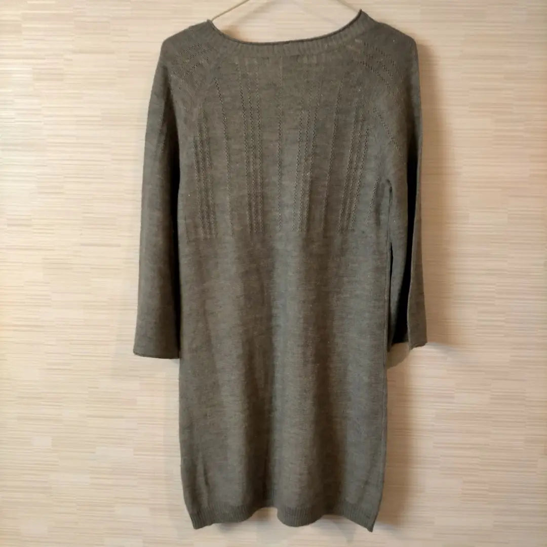 Hash Ash Knit Tunic, Thin, M, Gray, Glitter, 2312-15