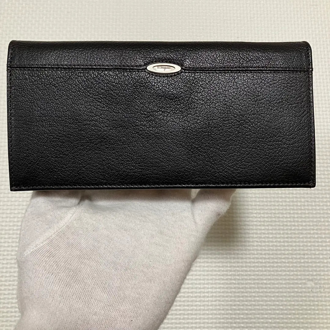 Unused SALVATORE FERRAGAMO Leather Long Wallet Black Black Box