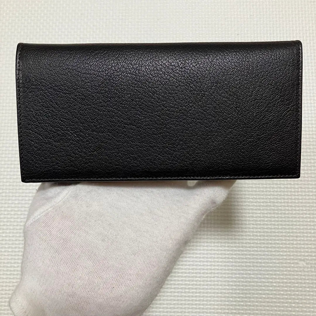 Unused SALVATORE FERRAGAMO Leather Long Wallet Black Black Box