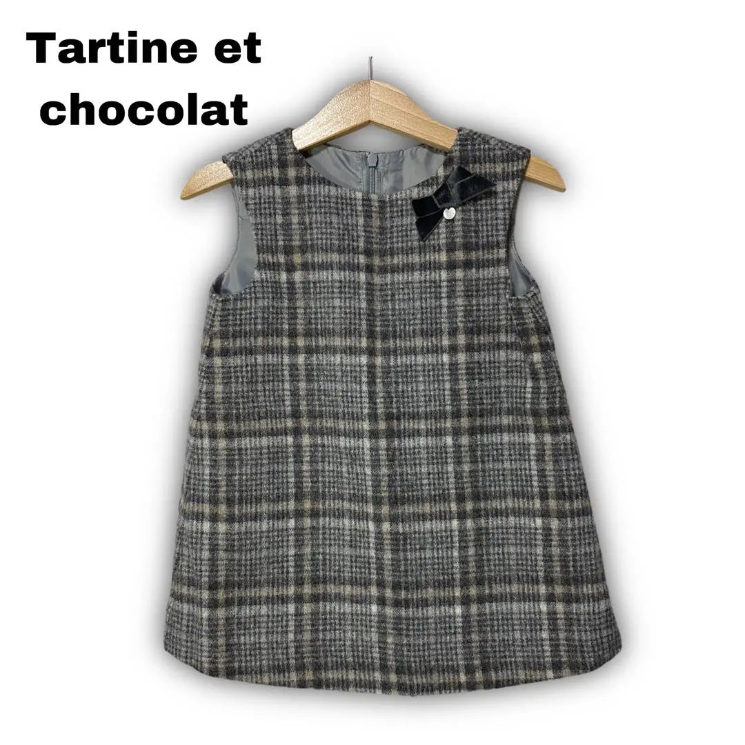 2345★ [Tartine Chocolat] Dress 90 Gray Check Elegant